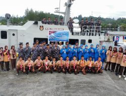 SAMBUT HUT KE-79 TNI ANGKATAN LAUT, LANAL SIMEULUE LAKSANAKAN BAKTI SOSIAL DI LAUT