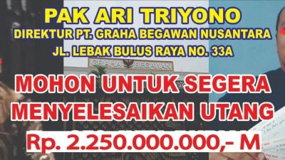 Pemilik Gedung Graha BEGAWAN NUSANTARA, Memberikan Cek Bodong