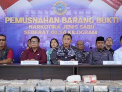 Langkah Nyata Berantas Peredaran Narkotika, Pangkalan TNI Angkatan Laut Dumai Musnahkan 48,54 Kilogram Narkotika Jenis Sabu