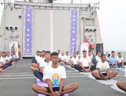 Personel Lantamal I Laksanakan Olahraga Bersama Dengan ABK Kapal Perang India INS Saryu P54