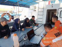 Bertindak Cepat, Pos TNI AL Medan Labuhan Bantu Proses Pencarian Nelayan Tenggelam di Perairan Belawan