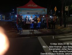 Patroli Tiga Pilar Cek Pos Pantau Ramadhan JOTET, Pastikan Keamanan Warga Johar Baru Jelang Sahur